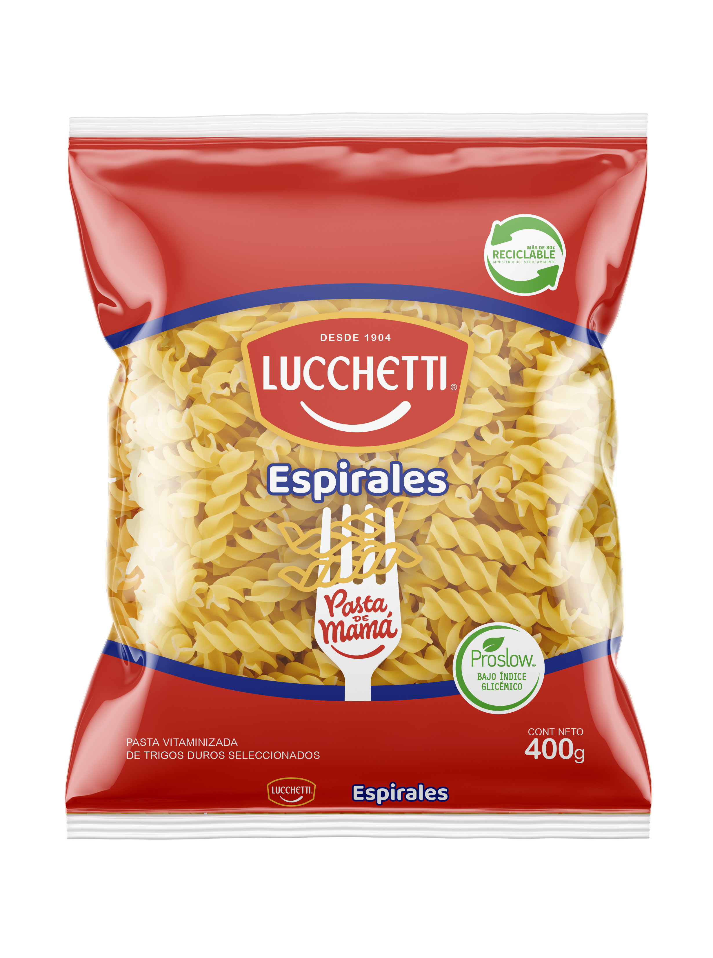 Imagen de 2 Fideo Lucchetti Espirales 56 400 gr incluido en Canasta Desierto Florido Irurzun